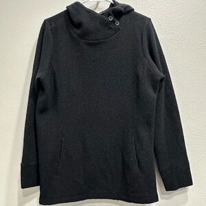 Ibex women’s medium Black Button Collar Long Sleeve Pullover/hoodie,warm,outdoor